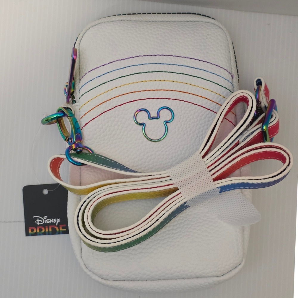 Disney Pride Crossbody Bag Small White Rainbow New Mickey Mouse Buckle-Down